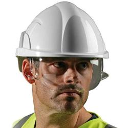 Centurion Vision Plus ABS Helmet w/ Integrated Retractable Visor/Safety Glasses. Lightweight Design with Ratchet Headband - White