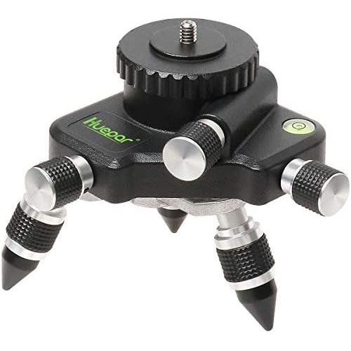 Huepar Laser Level Adapter, Metal 360-Degree Rotating Base for Laser Level Tripod Connector, 1/4’’ Threaded Mount and Horizontal Bubble, Micro-adjust Fine Turning Pivoting Base AT2