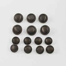 Leekayer 14 Pieces Antique Metal Blazer Buttons Set for Blazers 5/8'',13/16''Button for Suits, Sport Coat, Uniform, Jackets (Antique Brass)15mm,20mm Sewing Button