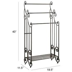 Kings Brand Furniture Metal Free Towel Rack Stand with Shelf, Pewter