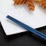 Devico Portable Utensils, Travel Camping Cutlery Set, 8-Piece including Knife Fork Spoon Chopsticks Cleaning Brush Straws Portable Case, Stainless Steel Flatware set (8-piece Blue)