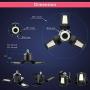 BBESTLED 80W Garage Light Bulb 3 Adjustable Panels Black