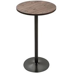 HOMCOM 42'' H Rustic Industrial Metal Elm Wood Top Bar Height Standing Pub Table