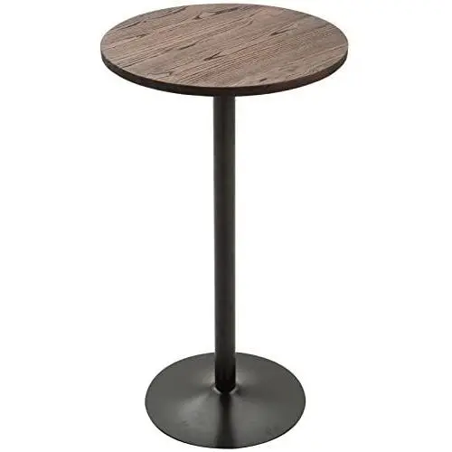 HOMCOM 42'' H Rustic Industrial Metal Elm Wood Top Bar Height Standing Pub Table HOMCOM 42'' H Rustic Industrial Metal Elm Wood Top Bar Height Standing Pub Table