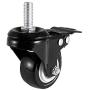 DICASAL 4 Pack 1.5 Inch Swivel Stem Casters, Non-Marking Polyurethane Wheels 330 Lbs with Diameter 3/8''- 16 x 1'' Stem Thread and Nuts for Carts Trolley Furniture