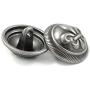 Bezelry 12 Pieces Fleur De LYS Domed Gray Silver Metal Shank Buttons 18mm (11/16 inch)