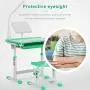 Mecor Kids Desk and Chair Set, Height Adjustable Childrens Sturdy Table, Student School Desks,Pencil Case,Bookstand (Green)