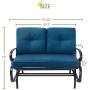 Incbruce Outdoor Swing Glider Rocking Chair Patio Bench for 2 Person, Garden Loveseat Seating Patio Steel Frame Chair Set with Cushion, Peacock Blue