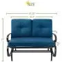 Incbruce Outdoor Swing Glider Rocking Chair Patio Bench for 2 Person, Garden Loveseat Seating Patio Steel Frame Chair Set with Cushion, Peacock Blue
