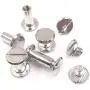 Seloky 75 Sets Silvery Chicago Screws Assorted Kit 1/4 3/8 1/2 Inches Screw Posts Metal Accessories Nail Rivet Chicago Button for DIY Leather Decoration Bookbinding Round Flat Head Stud Screw