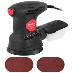 Meterk 5 Inch Random Orbit Sander 2.5A Orbital Sander with 12Pcs Sandpapers, 12000RPM, 6 Variable Speed, Efficient Dust Collector, Ideal for Finishing, Sanding, Polishing Wood