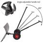 TUFFIOM Wheeled Snow Shovel Pusher ,Metal Rolling Removal Tool with Multi-Angle Heavy Duty Large Blade Plow & Height Adjustable Handle for Doorway Driveway or Pavement Clearing