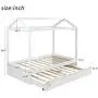 House Bed Daybed Twin Size Bed Frame with Trundle and Roof, Twin Trundle Daybed for Kids, No Box Spring Needed (White (Trundle House Daybed)) House Bed Daybed Twin Size Bed Frame with Trundle and Roof, Twin Trundle Daybed for Kids, No Box Spring Needed (White (Trundle House Daybed))