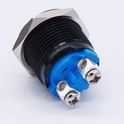 Twidec / 16mm Waterproof Black Metal Shell Momentary Raised Top Push Button Switch 3A/12~250V SPST 1NO Start Button for car Modification Switch（Quality Assurance for 1 Years） M-16-BK-G