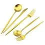 Gugrida Gold Flatware, Royal 20 Piece Luxury Matte Finish 18/10 Stainless Steel Tableware Sets for 4 Including Forks Spoons Knives, Camping Silverware Travel Utensils Set Cutlery (Gold) Gugrida Gold Flatware, Royal 20 Piece Luxury Matte Finish 18/10 Stainless Steel Tableware Sets for 4 Including Forks Spoons Knives, Camping Silverware Travel Utensils Set Cutlery (Gold)
