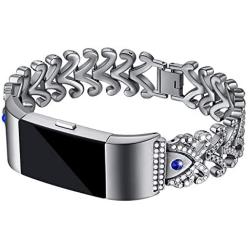 Kaleidoc Bands Compatible Fitbit Charge 2 - Metal Replacement Wristband with Premium Rhinestone Crystals, Adjustable Classy Bracelet Strap Compatible Fitbit Charge 2 Bands