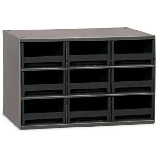 Akro-Mils 9-Drawer Steel Parts Craft Storage Cabinet Hardware Organizer, 19909, (17-Inch W x 11-Inch D x 11-Inch H), Gray Cabinet, Black Drawers Akro-Mils 9-Drawer Steel Parts Craft Storage Cabinet Hardware Organizer, 19909, (17-Inch W x 11-Inch D x 11-Inch H), Gray Cabinet, Black Drawers