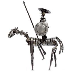 Handmade Auto Parts Rustic Heroic Quixote Sculpture (Mexico) Brown Metal
