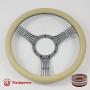 15.5'' Gun Metal Billet Steering Wheel Half Wrap with Horn Button-Tan