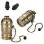 Onite 2 PCS UL Listed E26 Type 1/8 inch Pipe Thread US-Standard Screw Basic Metal Lamp Socket with Pull Chain Switch (Bronze)