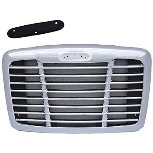 Chrome Front Bumper Hood Grill Radiator Grille with Bug Screen Replacement For Freightliner Cascadia 2008-2016