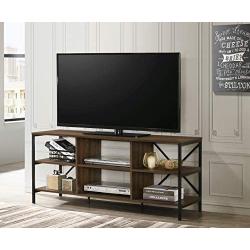 Furnitela Entertainment Center for 55 inch TV, Electronics Friendly TV Stand, Walnut Color Console Table with Storage