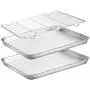 Baking Sheets 2 Pieces with A Rack, HKJ Chef Cookie Sheets and Nonstick Cooling Rack & Stainless Steel Baking Pans & Toaster Oven Tray Pan, Rectangle Size 12.5 x 10 x 1 inch & Non Toxic