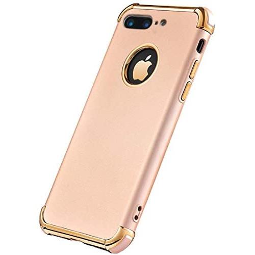 iPhone 8 Plus Case, Ultra Slim Flexible iPhone 8 Plus Matte Case, Styles 3 in 1 Electroplated Shockproof Luxury Cover Case for iPhone 8 Plus (Gold)