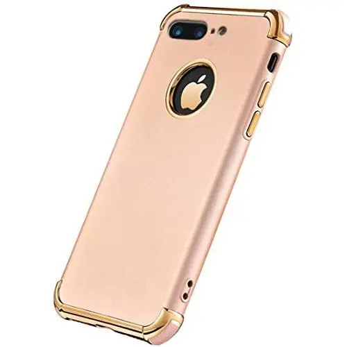 iPhone 8 Plus Case, Ultra Slim Flexible iPhone 8 Plus Matte Case, Styles 3 in 1 Electroplated Shockproof Luxury Cover Case for iPhone 8 Plus (Gold)