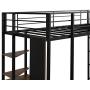 Metal Loft Bed with Desk and 2 Shelves, Twin/Full Loft Bed Frame for Kids (Full, Black)