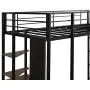 Metal Loft Bed with Desk and 2 Shelves, Twin/Full Loft Bed Frame for Kids (Full, Black) Metal Loft Bed with Desk and 2 Shelves, Twin/Full Loft Bed Frame for Kids (Full, Black)