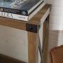 Walker Edison Sedalia Modern Farmhouse Metal X Entry Table, 46 Inch, Brown Reclaimed Barnwood