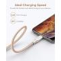 Xcentz iPhone Charger 3ft, MFi Certified Lightning Cable iPhone Charger Cable Metal Connector, Durable Braided Nylon High-Speed Charging Cord for iPhone 11/X/XS Max/XR/8 Plus/7/6/5, iPad, Gold