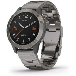 Garmin fenix 6 Sapphire, Premium Multisport GPS Watch, Features Mapping, Music, Grade-Adjusted Pace Guidance and Pulse Ox Sensors, Titanium