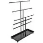 MyGift 5 T-Bar Modern Black Metal Jewelry Organizer for Bracelets, Necklaces and Earrings with Ring Tray