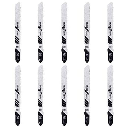 TAROSE 10-Piece T118G 3 Inch 32 TPI Assorted T-Shank Jig Saw Blades Set for Cutting Metal