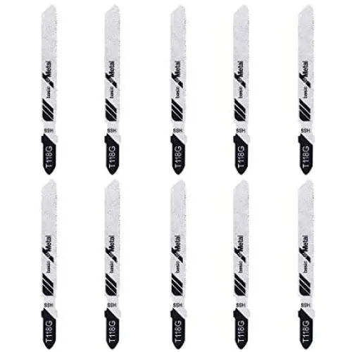 TAROSE 10-Piece T118G 3 Inch 32 TPI Assorted T-Shank Jig Saw Blades Set for Cutting Metal