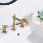 GGStudy 8 inch 2 Handles 3 Holes Widespread Bathroom Sink Faucet Antique Brass Bathroom Vanity Faucet Basin Mixer Tap Faucet Washingroom Faucet Matching Metal Pop Up Drain with Overflow