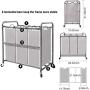 STORAGE MANIAC 3 Section Laundry Sorter, 3 Bag Laundry Hamper Cart with Heavy Duty Rolling Lockable Wheels and Removable Bags, Gray