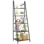 HOMFA Ladder Shelf, 5 Tier Vintage Bookcase, Multifunctional Bookshelf Plant Flower Stand Storage Rack Shelves, Wood Look Accent Metal Frame Modern Furniture Home Office