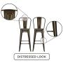 DHP Luxor 30'' Metal Wood Seat, Antique Bronze, Set of 2 Bar Stool