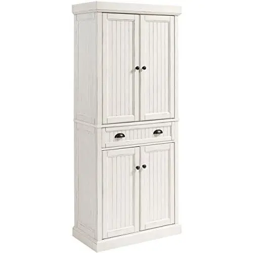 Crosley Furniture Seaside Kitchen Pantry Cabinet - Distressed White Crosley Furniture Seaside Kitchen Pantry Cabinet - Distressed White