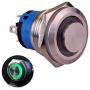 Taien Latching Push Button Switch 19mm 3/4'' 1NO 1NC Silver Stainless Steel Shell with Green LED Light (Green)