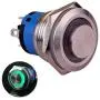 Taien Latching Push Button Switch 19mm 3/4'' 1NO 1NC Silver Stainless Steel Shell with Green LED Light (Green) Taien Latching Push Button Switch 19mm 3/4'' 1NO 1NC Silver Stainless Steel Shell with Green LED Light (Green)