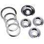 Range Kleen - Chrome Style D contains (3) 6'' pan/ring & (1) 8'' pan/ring for GE, Hotpoint, & Kenmore prior to 1995