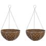 TABOR TOOLS MT2107A 2-Pack Metal Hanging Planter Basket with Natural Coconut Coir Liner, Chain and Hook Included (Hen Mesh 12, White)