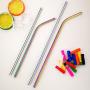 Metal Straws with Silicone Tip, 8.5'' 10.5'' Reusable Stainless Steel Straws with Cleaning Brush for 20 30oz Cups (Silver)