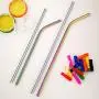 Metal Straws with Silicone Tip, 8.5'' 10.5'' Reusable Stainless Steel Straws with Cleaning Brush for 20 30oz Cups (Silver)