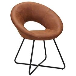 Duhome Modern Tech Fabric Upholstered Accent Chairs Dining Chairs Arm Chair for Living Room Furniture Mid-Century Leisure Lounge Chairs with Black Metal Legs Industrial 1 PCS Brown