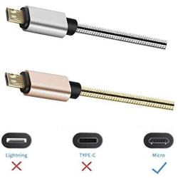 USB to Micro USB Cable Android Charger Cable Fast Charge,Short Micro USB Charging Cable 3FT Pack,USB Micro Cable Micro USB Charge Cable for Samsung Tablet/Galaxy,Kindle Charger Cord,LG,PS4-Silver Gold